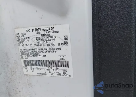 2012 Ford F150 Xlt z USA, uszkodzony, nr VIN 1FTEX1EM3CFB11517